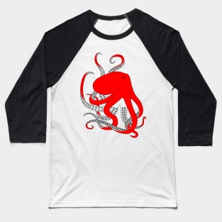 Hand drawn red octopus illustration Baseball T-Shirt